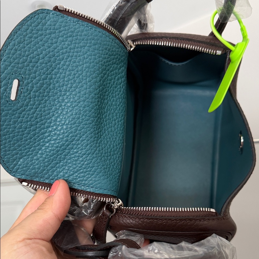 Mini Burgundy / Blue Jeans Color Real Leather Crossbody bag